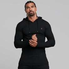 Load image into Gallery viewer, Father Sons Classic Black Ribbed Knit Hoodie Jumper - FSH218