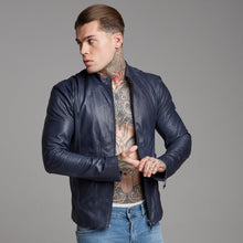 Load image into Gallery viewer, Father Sons Navy Lambs Leather Jacket - FSH217