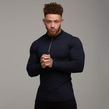 Load image into Gallery viewer, Father Sons Classic Navy Zipped Polo Long Sleeve Shirt - FSH024