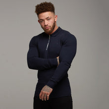 Load image into Gallery viewer, Father Sons Classic Navy Zipped Polo Long Sleeve Shirt - FSH024