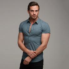 Load image into Gallery viewer, Father Sons Super Slim Stretch Classic Teal Short Sleeve - FS237