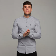 Load image into Gallery viewer, Father Sons Super Slim Stretch Classic Silver Grey Grandad Collar - FS289