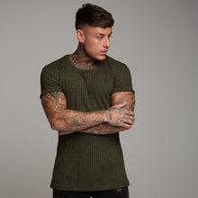 Load image into Gallery viewer, Father Sons Classic Khaki Ribbed Knit Super Slim Long Line Crew - FSH172