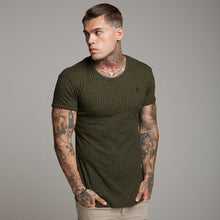 Load image into Gallery viewer, Father Sons Classic Khaki Ribbed Knit Super Slim Long Line Crew - FSH172