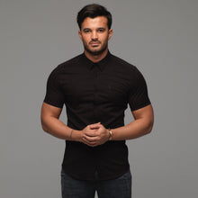 Load image into Gallery viewer, Father Sons Super Slim Luxe Ultra Stretch Classic Black Short Sleeve - FS227