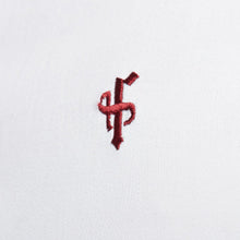 Load image into Gallery viewer, Father Sons Slim Sateen Classic White Long Sleeve (Burgundy Embroidery) - FS393