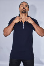 Load image into Gallery viewer, Father Sons Classic Navy Zipped Polo Shirt - FSH029