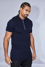 Load image into Gallery viewer, Father Sons Classic Navy Zipped Polo Shirt - FSH029