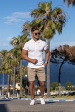 Load image into Gallery viewer, Father Sons Classic White Ribbed Polo Shirt with Gold Metal Emblem Decal & Buttons - FSH496 (PRE ORDER > 30TH JULY)
