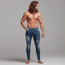 Load image into Gallery viewer, Father Sons Zipped Ankle Distressed Ripped Slim Stretch Blue Jeans - FSH180 / FSH213