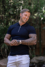 Load image into Gallery viewer, Father Sons Classic Navy Zipped Polo Shirt - FSH029