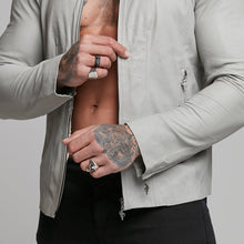 Load image into Gallery viewer, Father Sons Grey Lambs Leather Jacket - FSH314