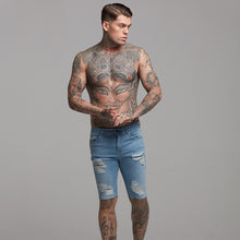Load image into Gallery viewer, Father Sons Slim Stretch Washed Blue Distressed Denim Jean Shorts - FSH242
