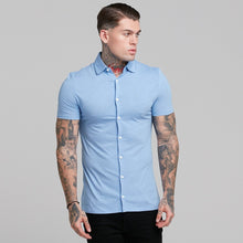 Load image into Gallery viewer, Father Sons Super Slim Baby Blue Jersey Short Sleeve - FSH015