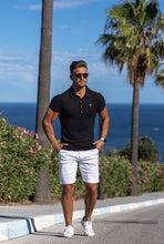 Load image into Gallery viewer, Father Sons Classic Black Ribbed Polo Shirt with Gold Metal Emblem Decal & Buttons - FSH495 (PRE ORDER > 30TH JULY)