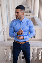 Load image into Gallery viewer, Father Sons Super Slim Luxe Ultra Stretch Cornflower Blue Long Sleeve - FS385 (PRE - ORDER / DISPATCH DATE 29TH JULY)
