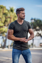 Load image into Gallery viewer, Father Sons Classic Khaki V Neck Ribbed Crew - FSH390