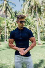 Load image into Gallery viewer, Father Sons Classic Navy Zipped Polo Shirt - FSH029