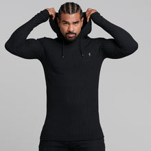 Load image into Gallery viewer, Father Sons Classic Black Ribbed Knit Hoodie Jumper - FSH218