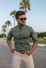 Load image into Gallery viewer, Father Sons Super Slim Stretch Classic Khaki Grandad Collar - FS296