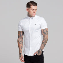 Load image into Gallery viewer, Father Sons Slim Sateen Classic White with Navy Embroidery - FS396