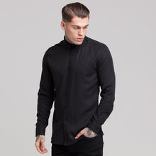 Load image into Gallery viewer, Father Sons Classic Black Lyocell Long Sleeve (Burgundy Emblem) - FS465
