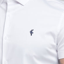 Load image into Gallery viewer, Father Sons Slim Sateen Classic White with Navy Embroidery - FS396