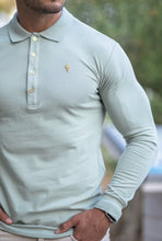 Load image into Gallery viewer, Father Sons Classic Long Sleeve Sage Green Polo Shirt with Gold Metal Emblem Decal & Buttons - FSH501 (PRE ORDER / DISPATCH DATE 17TH AUGUST)