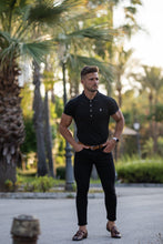 Load image into Gallery viewer, Father Sons Classic Black Polo Shirt with Silver Metal Emblem Decal & Buttons - FSH459 (PRE ORDER > 6TH JULY)