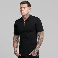 Load image into Gallery viewer, Father Sons Classic Black and Gold Zipped Polo Shirt - FSH239