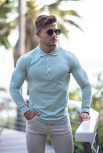 Load image into Gallery viewer, Father Sons Classic Long Sleeve Sage Green Polo Shirt with Gold Metal Emblem Decal & Buttons - FSH501 (PRE ORDER / DISPATCH DATE 17TH AUGUST)