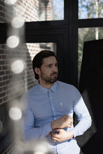 Load image into Gallery viewer, Father Sons Super Slim Stretch Navy & White Stripe (Yellow Emblem) - FS364