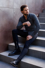 Load image into Gallery viewer, Father Sons Super Slim Stretch Black & White Dandy Print Long Sleeve FS418