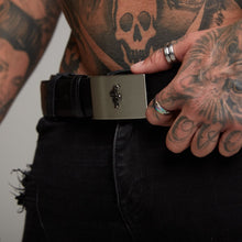Load image into Gallery viewer, Father Sons Black Leather Belt (Silver Buckle) - FSH193