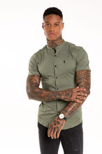Load image into Gallery viewer, Father Sons Super Slim Stretch Classic Khaki Grandad Collar Short Sleeve - FS291
