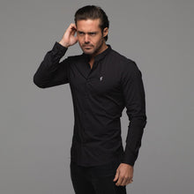 Load image into Gallery viewer, Father Sons Super Slim Stretch Classic Black Grandad Collar - FS171
