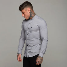 Load image into Gallery viewer, Father Sons Super Slim Stretch Classic Silver Grey Grandad Collar - FS289
