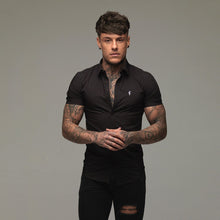 Load image into Gallery viewer, Father Sons Super Slim Stretch Classic Black Short Sleeve - FS127
