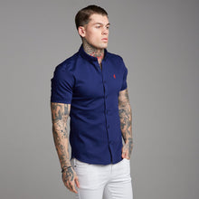 Load image into Gallery viewer, Father Sons Super Slim Stretch Navy Denim Short Sleeve (Red Emblem) - FS199

