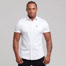 Load image into Gallery viewer, Father Sons Slim Sateen Classic White with Black Embroidery - FS398
