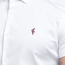 Load image into Gallery viewer, Father Sons Slim Sateen Classic White with Burgundy Embroidery - FS397
