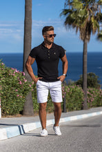Load image into Gallery viewer, Father Sons Classic Black Ribbed Polo Shirt with Gold Metal Emblem Decal &amp; Buttons - FSH495 (PRE ORDER > 30TH JULY)
