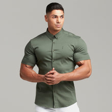 Load image into Gallery viewer, Father Sons Super Slim Stretch Khaki Denim Short Sleeve - FS203
