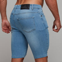 Load image into Gallery viewer, Father Sons Slim Stretch Washed Blue Distressed Denim Jean Shorts - FSH242
