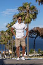 Load image into Gallery viewer, Father Sons Classic White Ribbed Polo Shirt with Gold Metal Emblem Decal &amp; Buttons - FSH496 (PRE ORDER > 30TH JULY)
