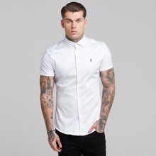 Load image into Gallery viewer, Father Sons Slim Sateen Classic White with Navy Embroidery - FS396
