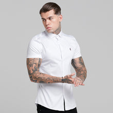 Load image into Gallery viewer, Father Sons Slim Sateen Classic White with Burgundy Embroidery - FS397

