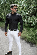 Load image into Gallery viewer, Father Sons Super Slim Oxford Stretch Grandad Collar Classic Black Oxford - FS581

