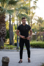 Load image into Gallery viewer, Father Sons Classic Black Polo Shirt with Silver Metal Emblem Decal &amp; Buttons - FSH459 (PRE ORDER > 6TH JULY)
