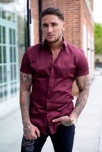 Load image into Gallery viewer, Father Sons Slim Sateen Burgundy Short Sleeve - FS550  (PRE ORDER / DISPATCH DATE 5TH AUGUST)
